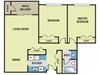2 Bedroom / 1 Bath - 850 Sq. Ft. Floor Plan Image - B1